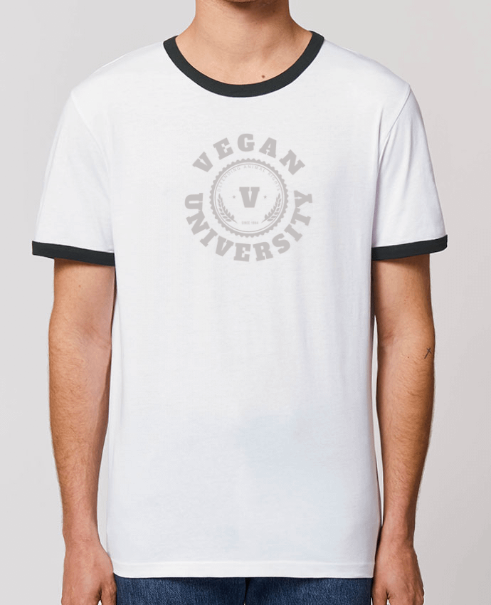 Unisex ringer t-shirt Ringer Vegan University by Les Caprices de Filles