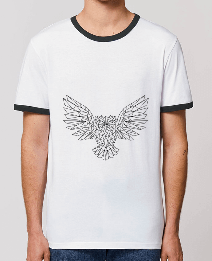Unisex ringer t-shirt Ringer Geometric Owl by Arielle Plnd