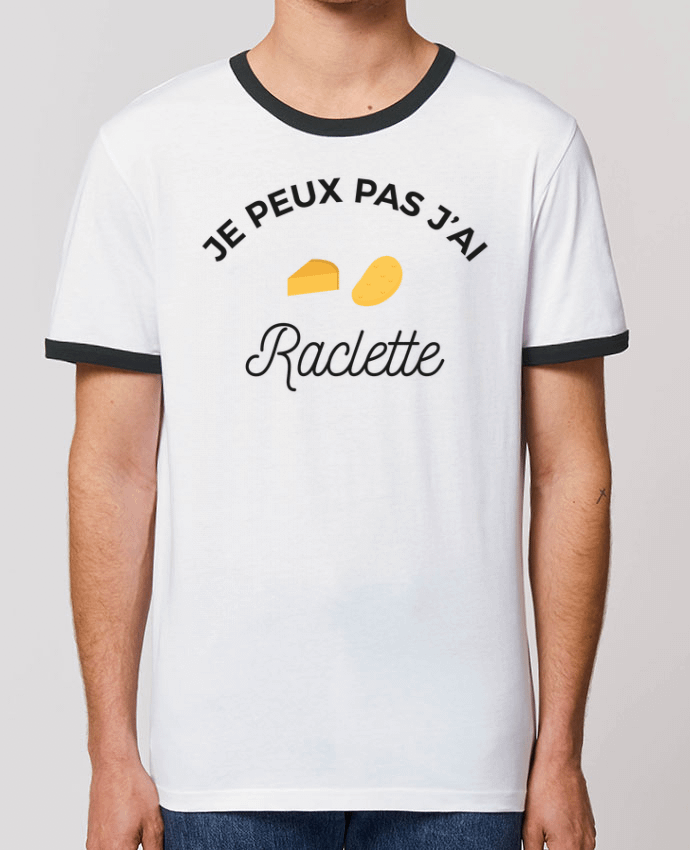 Unisex ringer t-shirt Ringer Je peux pas j'ai raclette by Ruuud