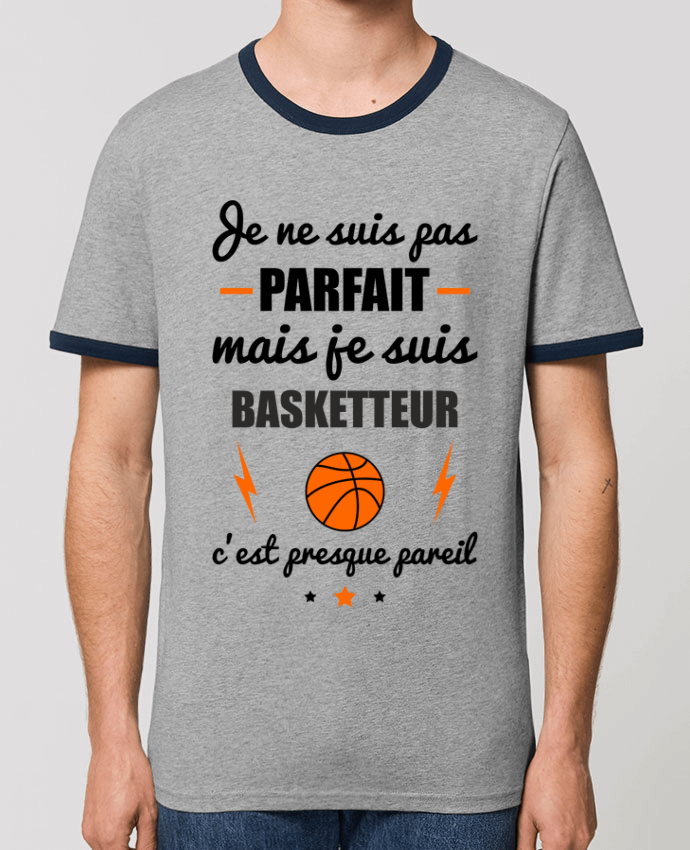 Unisex ringer t-shirt Ringer Je ne suis pas byfait mais je suis basketteur c'est presque byeil by Benichan