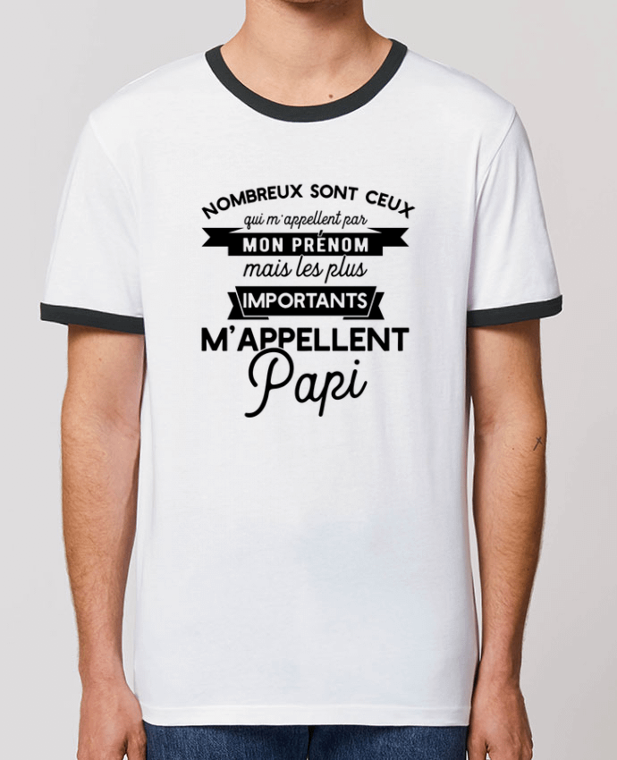 Unisex ringer t-shirt Ringer on m'appelle papi humour by Original t-shirt