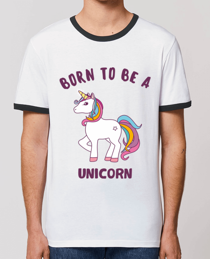Unisex ringer t-shirt Ringer Born to be a unicorn by Bichette
