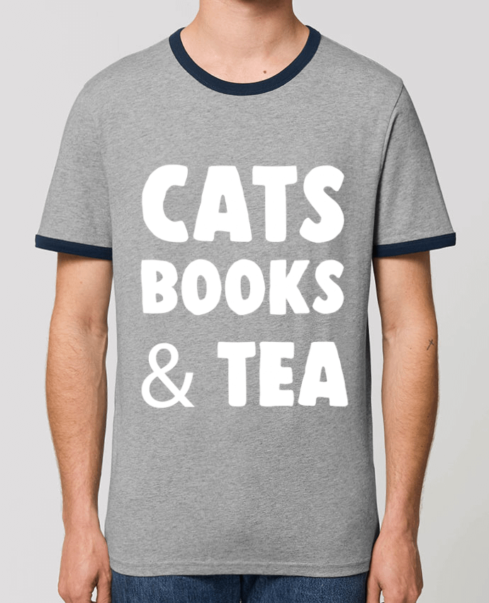 T-Shirt Contrasté Unisexe Stanley RINGER Cats, books & tea by Bichette