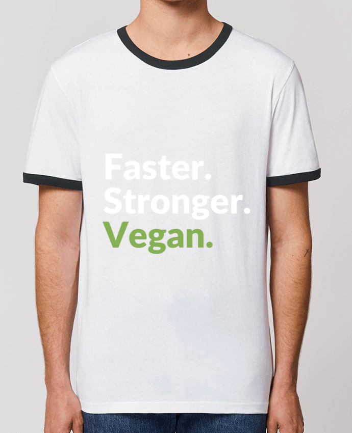 Unisex ringer t-shirt Ringer Faster. Stronger. Vegan. by Bichette