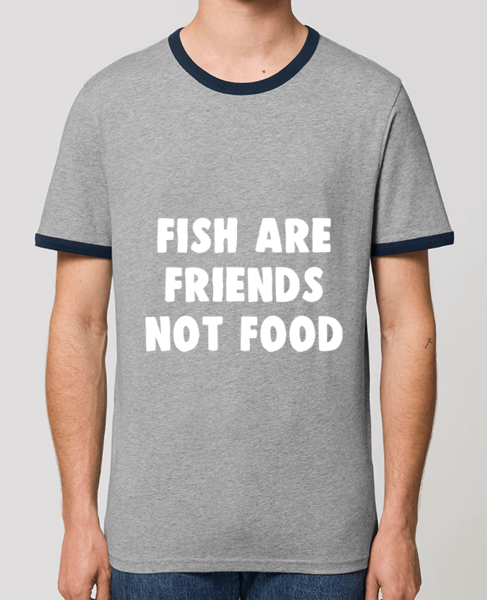 CAMISETA BORDES EN CONTRASTE UNISEX Stanley RINGER Fish are firends not food por Bichette