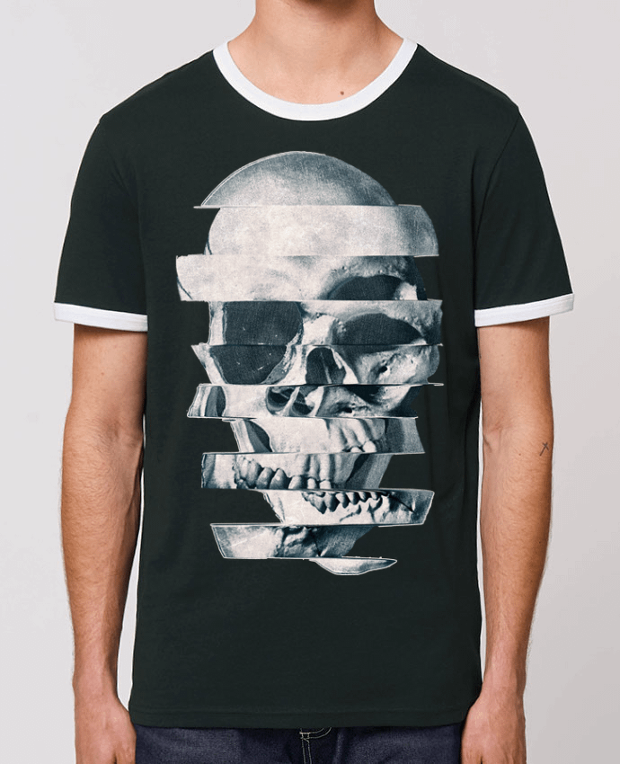 T-Shirt Contrasté Unisexe Stanley RINGER Glitch Skull Mono by ali_gulec