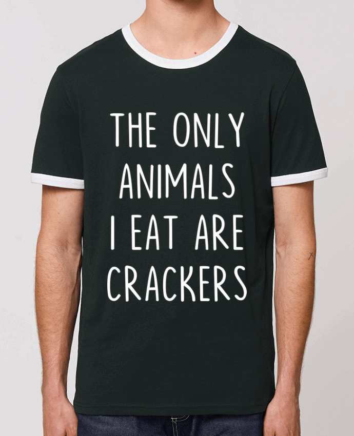 Unisex ringer t-shirt Ringer The only animals I eat are crackers by Bichette