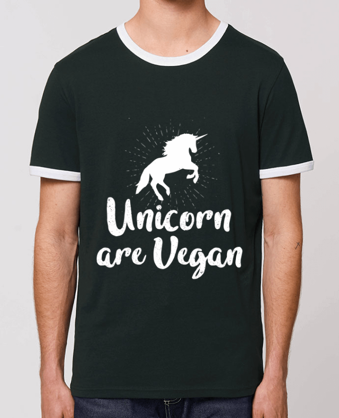 CAMISETA BORDES EN CONTRASTE UNISEX Stanley RINGER Unicorn are vegan por Bichette