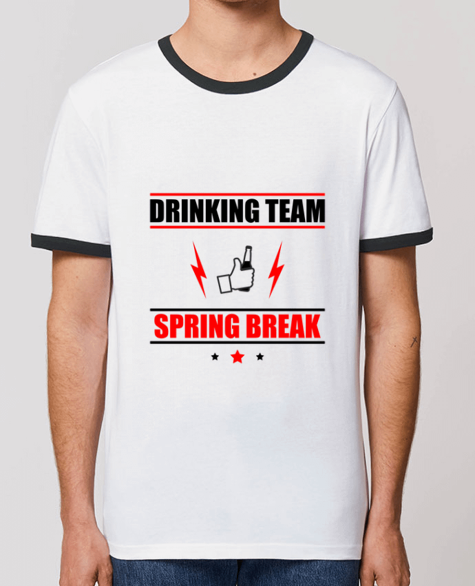 CAMISETA BORDES EN CONTRASTE UNISEX Stanley RINGER Drinking Team Spring Break por Benichan