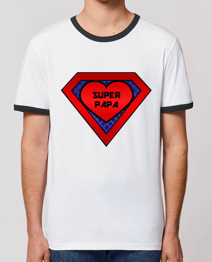 Unisex ringer t-shirt Ringer Super papa by FRENCHUP-MAYO
