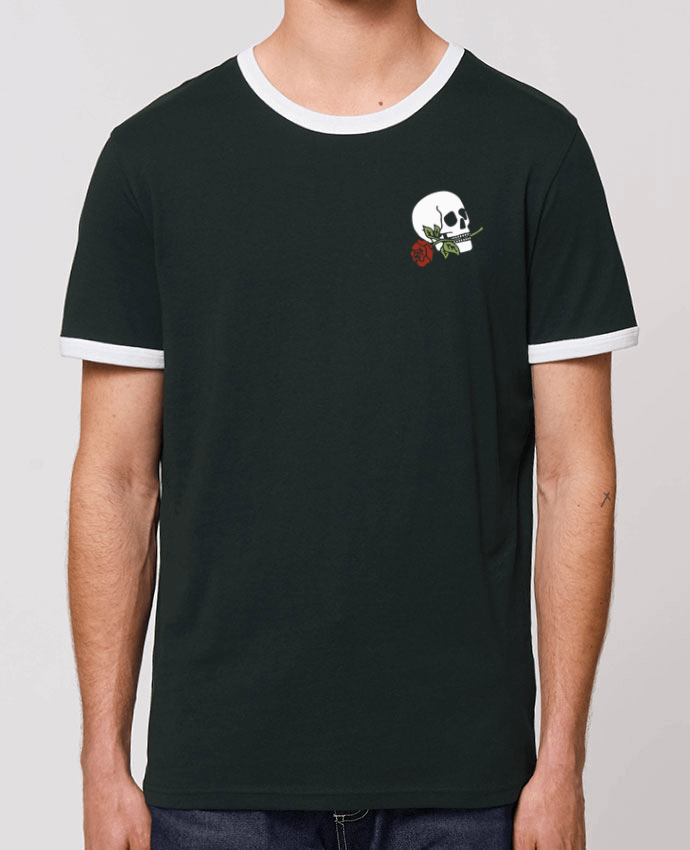 Unisex ringer t-shirt Ringer Skull flower by Ruuud