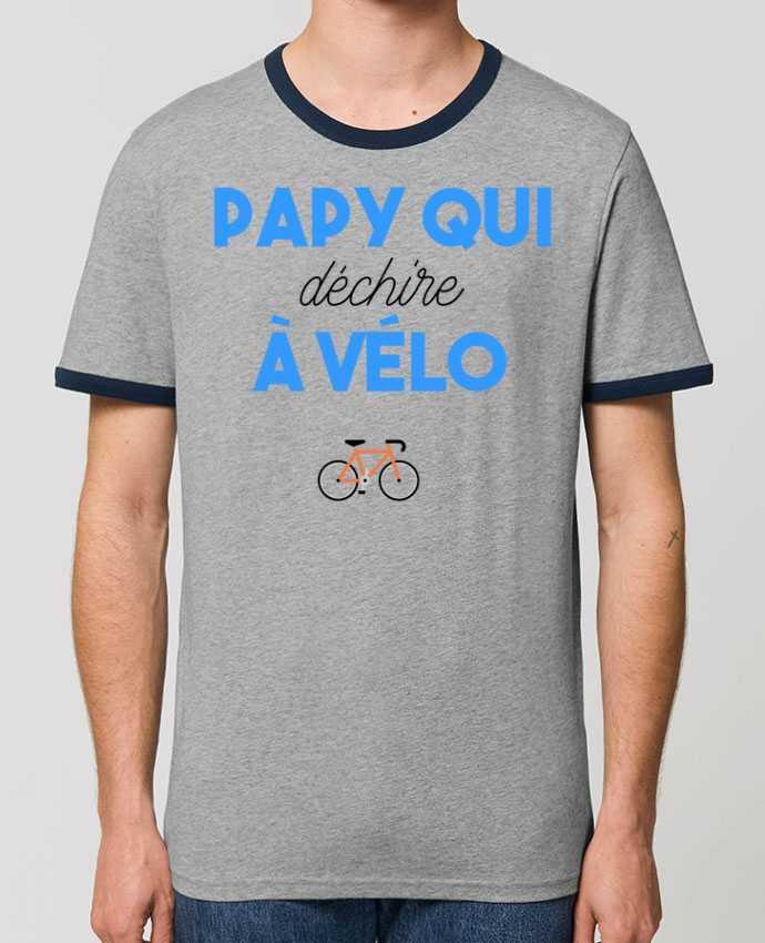 CAMISETA BORDES EN CONTRASTE UNISEX Stanley RINGER Papy qui déchire à Vélo por tunetoo