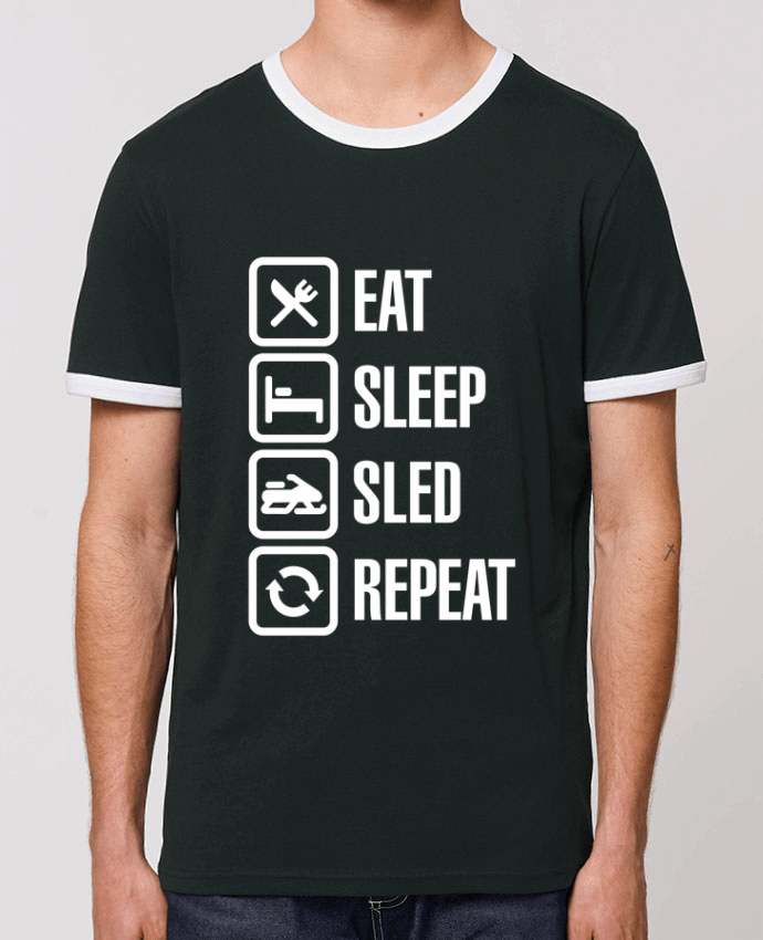 CAMISETA BORDES EN CONTRASTE UNISEX Stanley RINGER Eat, sleep, sled, repeat por LaundryFactory