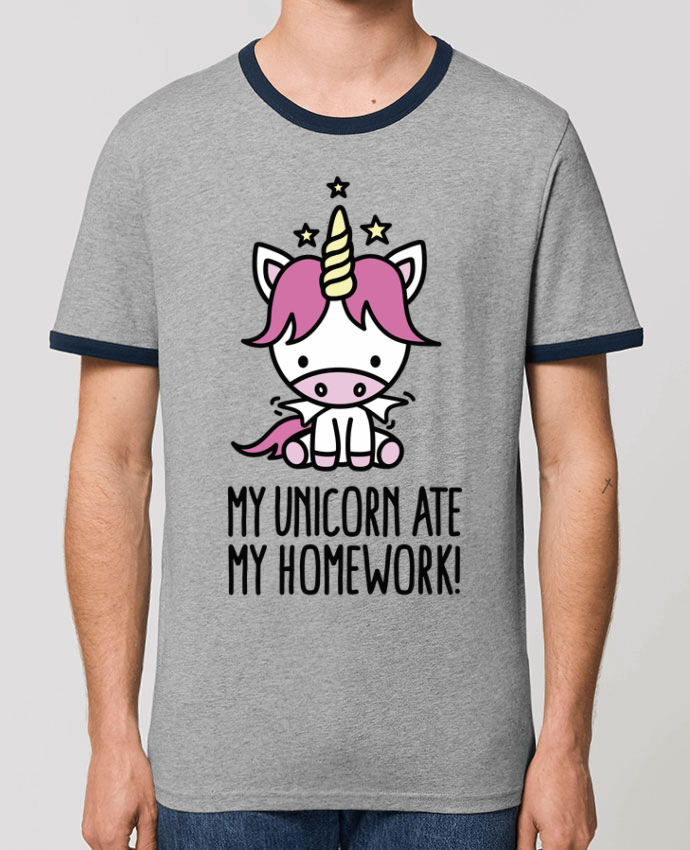 Unisex ringer t-shirt Ringer My unicorn ate my homework by LaundryFactory