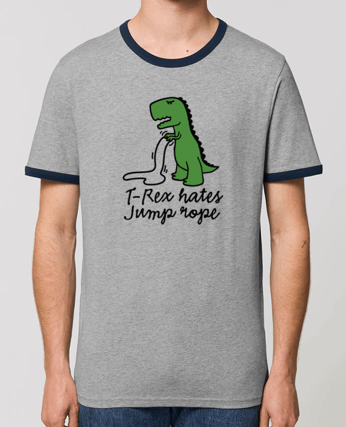 Unisex ringer t-shirt Ringer TREX HATES JUMP ROPE by LaundryFactory
