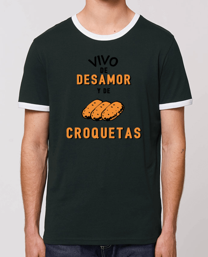 Unisex ringer t-shirt Ringer Vivo de desamor y de croquetas by tunetoo
