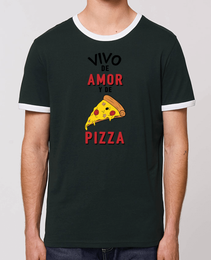 Unisex ringer t-shirt Ringer Vivo de amor y de pizza by tunetoo