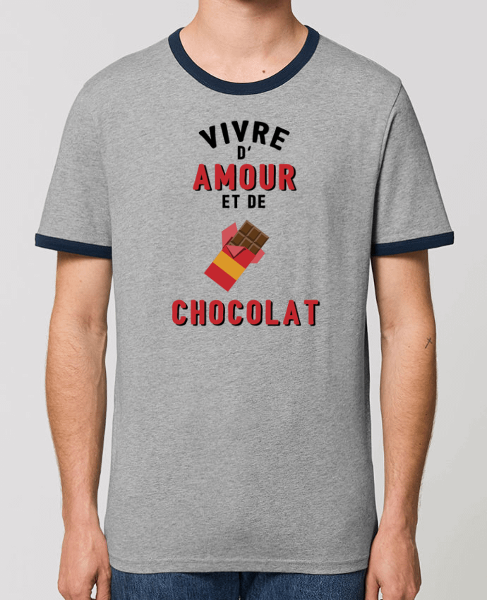 Unisex ringer t-shirt Ringer Vivre d'amour et de chocolat by tunetoo