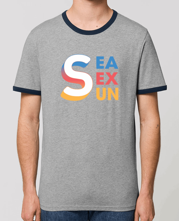 Unisex ringer t-shirt Ringer Sea Sex Sun by tunetoo