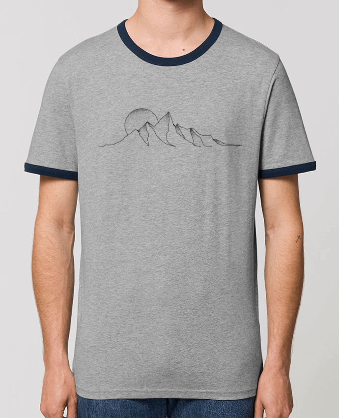 Unisex ringer t-shirt Ringer mountain draw by /wait-design