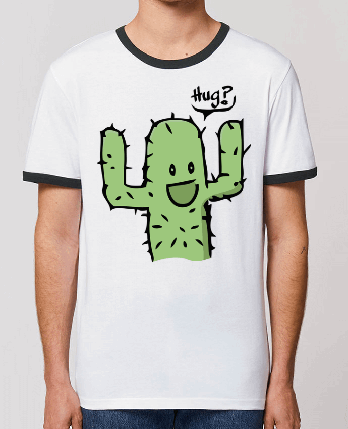 Unisex ringer t-shirt Ringer cactus calin gratuit by Tête Au Carré