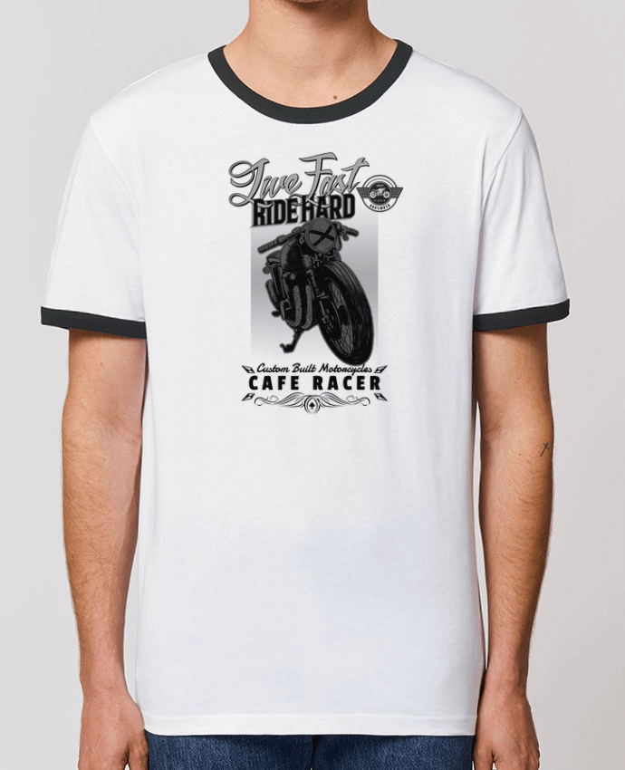 T-Shirt Contrasté Unisexe Stanley RINGER Ride hard moto design by Original t-shirt