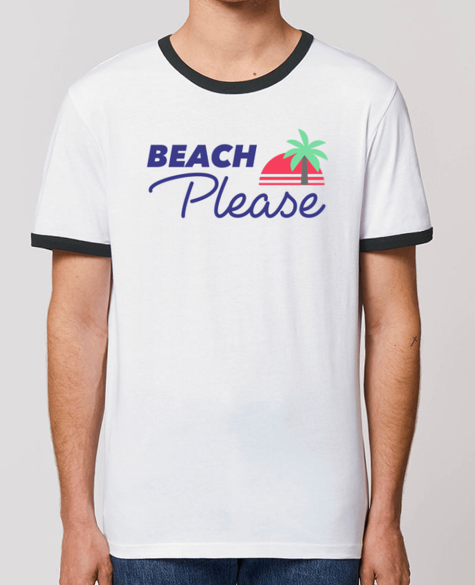 Unisex ringer t-shirt Ringer Beach please by Ruuud