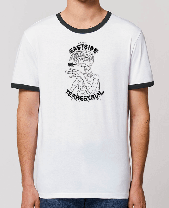 Unisex ringer t-shirt Ringer Gangster E.T by Nick cocozza