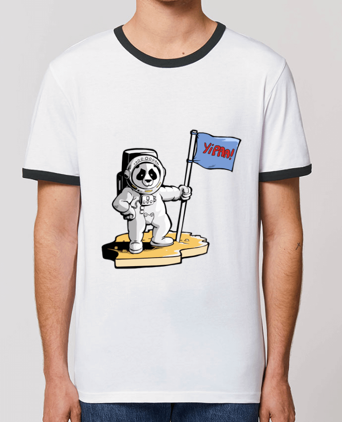 Unisex ringer t-shirt Ringer Panda-cosmonaute by Tomi Ax - tomiax.fr
