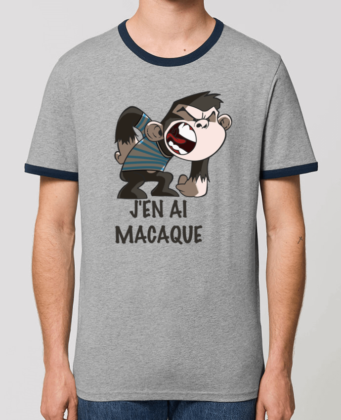 CAMISETA BORDES EN CONTRASTE UNISEX Stanley RINGER J'en ai macaque ! por Le Cartooniste