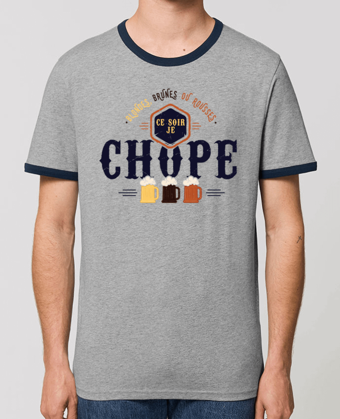 Unisex ringer t-shirt Ringer CE SOIR JE CHOPE by PTIT MYTHO