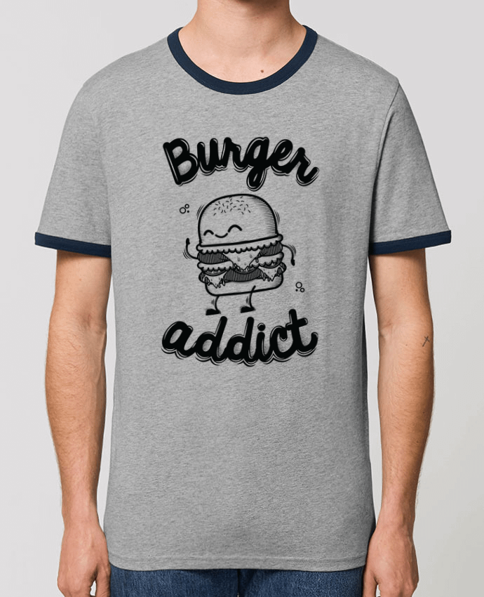 Unisex ringer t-shirt Ringer BURGER ADDICT by PTIT MYTHO
