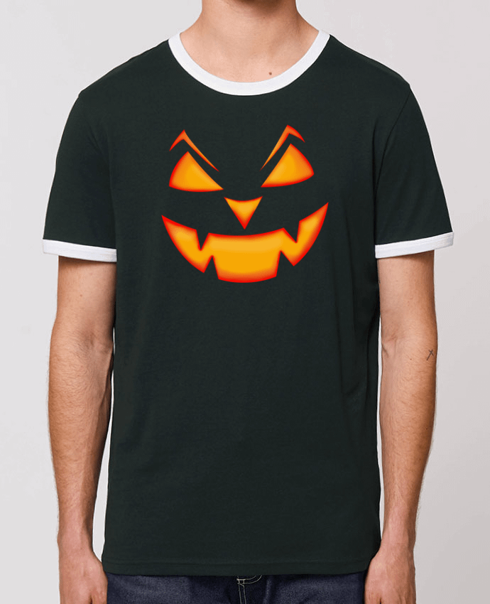 Unisex ringer t-shirt Ringer Halloween pumpkin face by tunetoo