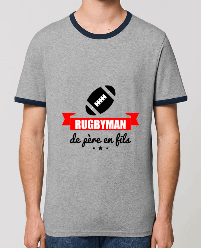 Unisex ringer t-shirt Ringer Rugbyman de père en fils, rugby, rugbyman by Benichan