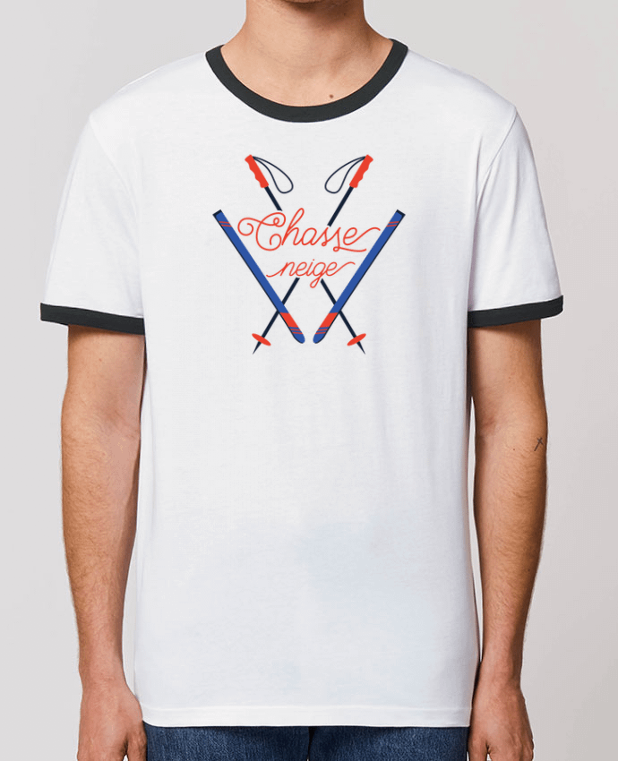 Unisex ringer t-shirt Ringer Chasse neige - design ski by tunetoo