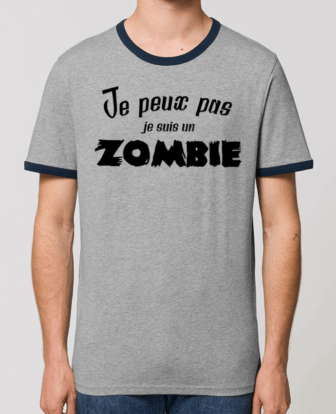 Unisex ringer t-shirt Ringer Je peux pas je suis un Zombie by L'Homme Sandwich