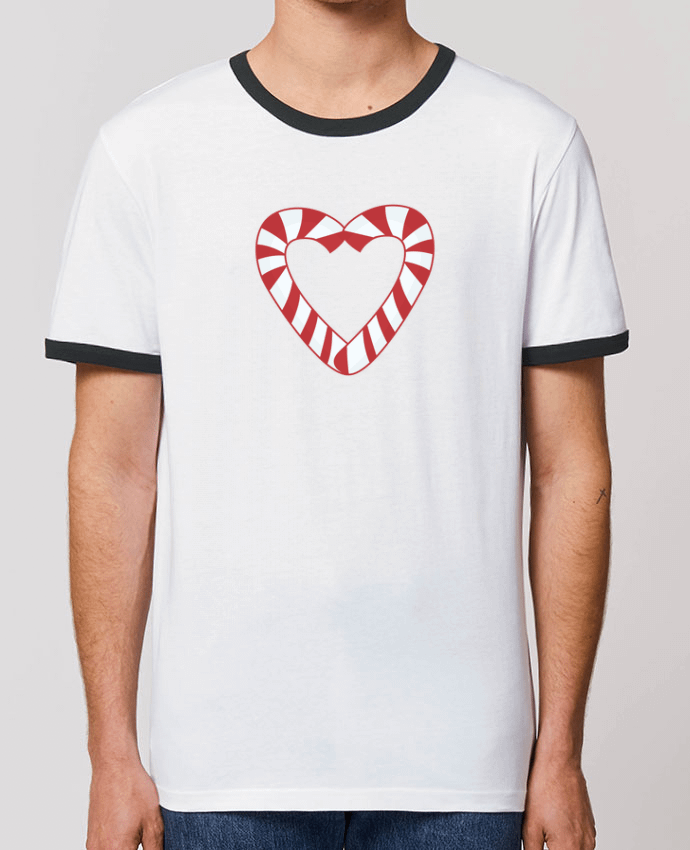 Unisex ringer t-shirt Ringer Christmas Candy Cane Heart by tunetoo