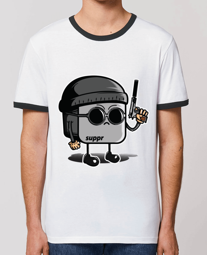 Unisex ringer t-shirt Ringer LEON TOUCHPAD by PTIT MYTHO