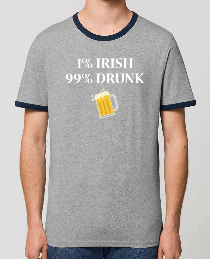 CAMISETA BORDES EN CONTRASTE UNISEX Stanley RINGER 1% Irish 99% Drunk por tunetoo