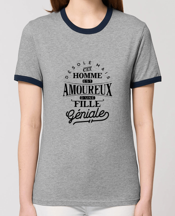 CAMISETA BORDES EN CONTRASTE UNISEX Stanley RINGER Amoureux fille géniale por Original t-shirt