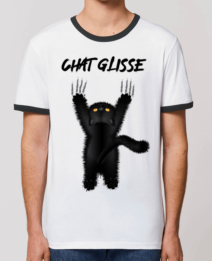 Unisex ringer t-shirt Ringer Chat Glisse by Nathéo