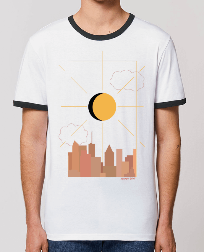Unisex ringer t-shirt Ringer Ville abstraite by Maggie E.