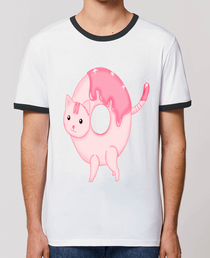 CAMISETA BORDES EN CONTRASTE UNISEX Stanley RINGER Tasty Donut Cat por Thesoulofthedevil