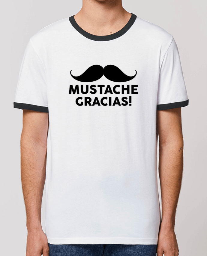 Unisex ringer t-shirt Ringer Mustache gracias ! by tunetoo