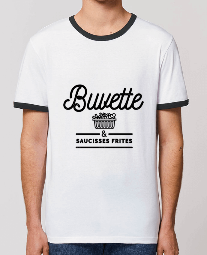 Unisex ringer t-shirt Ringer Buvette et Saucisse frites by Rustic