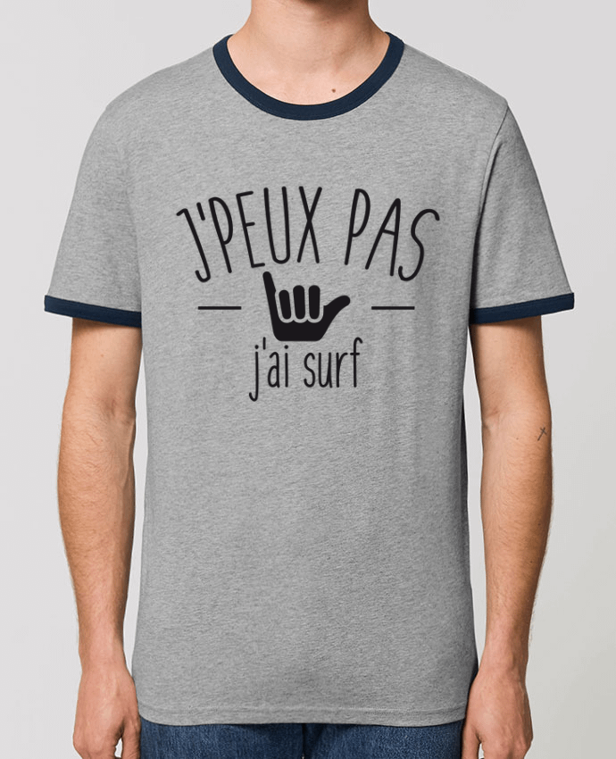 Unisex ringer t-shirt Ringer Je peux pas j'ai surf by FRENCHUP-MAYO