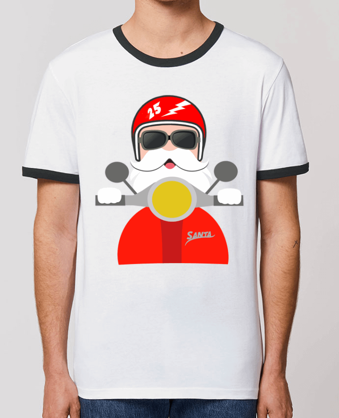 T-Shirt Contrasté Unisexe Stanley RINGER Navidad en moto Santa Claus by Giuraf