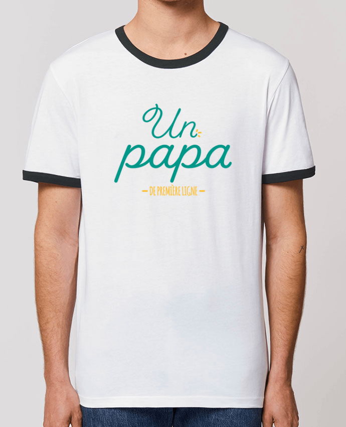 Unisex ringer t-shirt Ringer Un papa de première ligne by tunetoo