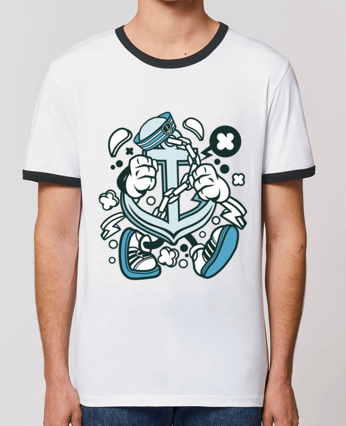 CAMISETA BORDES EN CONTRASTE UNISEX Stanley RINGER Ancre de bateau Cartoon | By Kap Atelier Cartoon por Kap Atelier