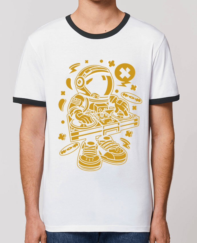 Unisex ringer t-shirt Ringer Dj Astronaute Golden Cartoon | By Kap Atelier Cartoon by Kap Atelier